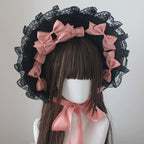 Gothic Lolita Handmade Bonnet with Bows and Beads - image 17