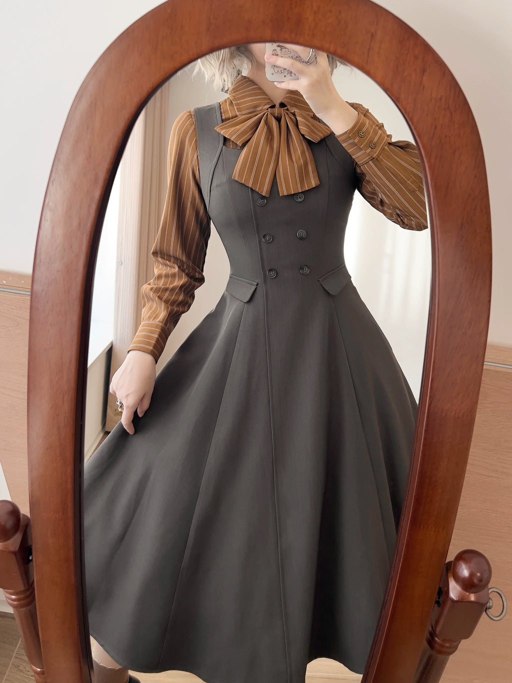 Foggy Forest - Elegant Lolita A-line JSK Dress, Side Pockets - image 20