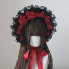 Gothic Lolita Handmade Bonnet with Bows and Beads - image 24