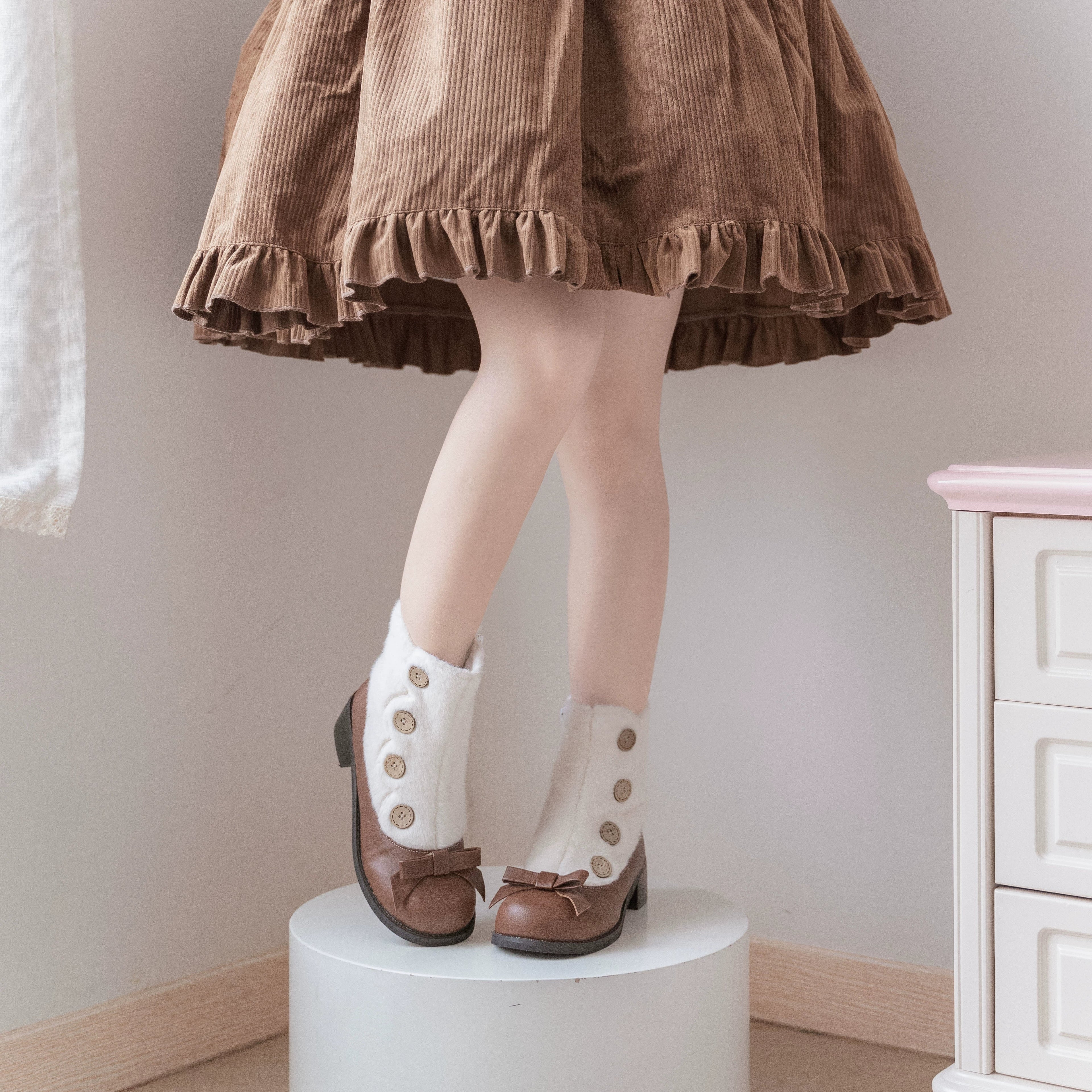Winter Lolita Boots Fur Mary Jane Lolita Low Heel Shoes - image 43