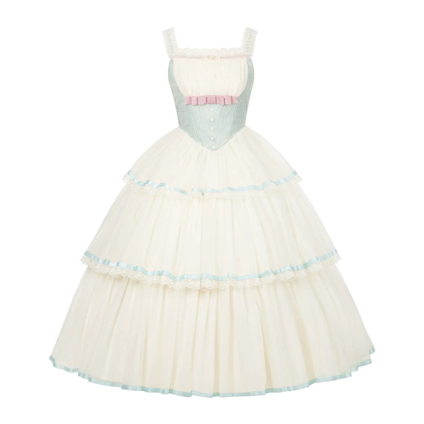 Sea Salt Soda - Classic Lolita Adjustable Corset JSK Dress, Tiered Tulle Hem - image 38