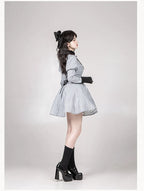 Nocturne SP - Striped Gothic Lolita OP Twin Lolita Dress with Apron and Accessories - image 32
