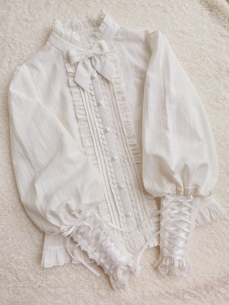 Winter Mutton Sleeves Lace Flounce Lolita Blouse - image 1