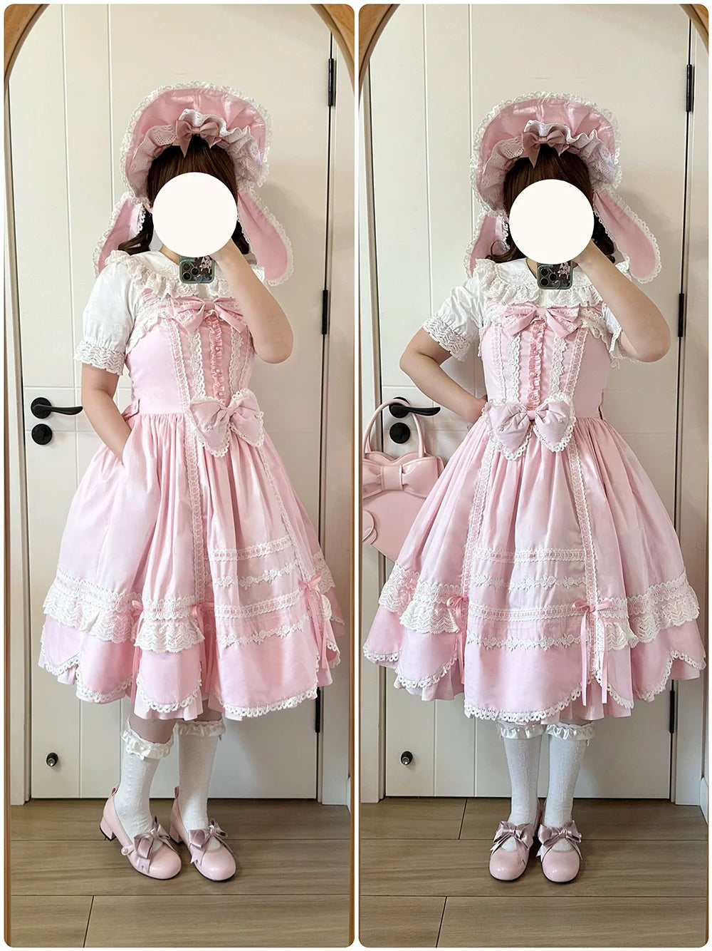 Vintage Petal Rabbit - Cotton Old School Lolita JSK Dress, Petal-Shaped Hem - image 44
