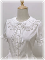 Ice Cream - Old School Lolita White Fitted Blouse with Bow - image 4