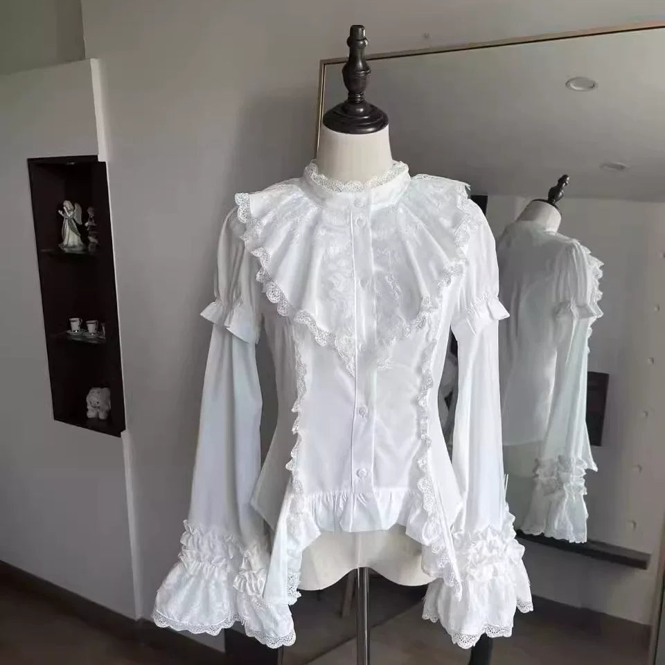 Gothic Lolita Shirt, Detachable Flared Sleeves - image 3