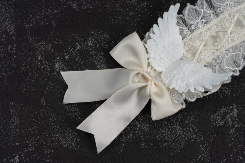 White Lace Angel Wing Gothic Lolita Hairband - image 12