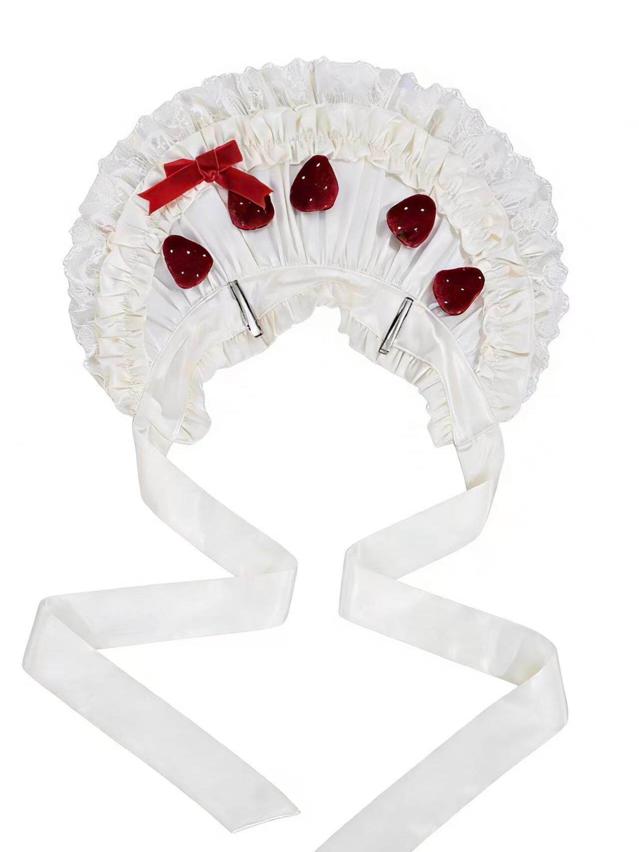 Strawberry Cream Cake White Sweet Lolita Bridal OP Set - image 7