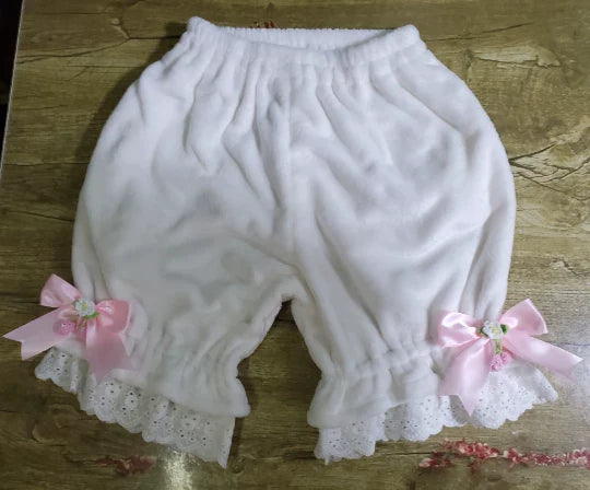 Winter Coral Fleece Lolita Bloomers with Lace Trim - image 1
