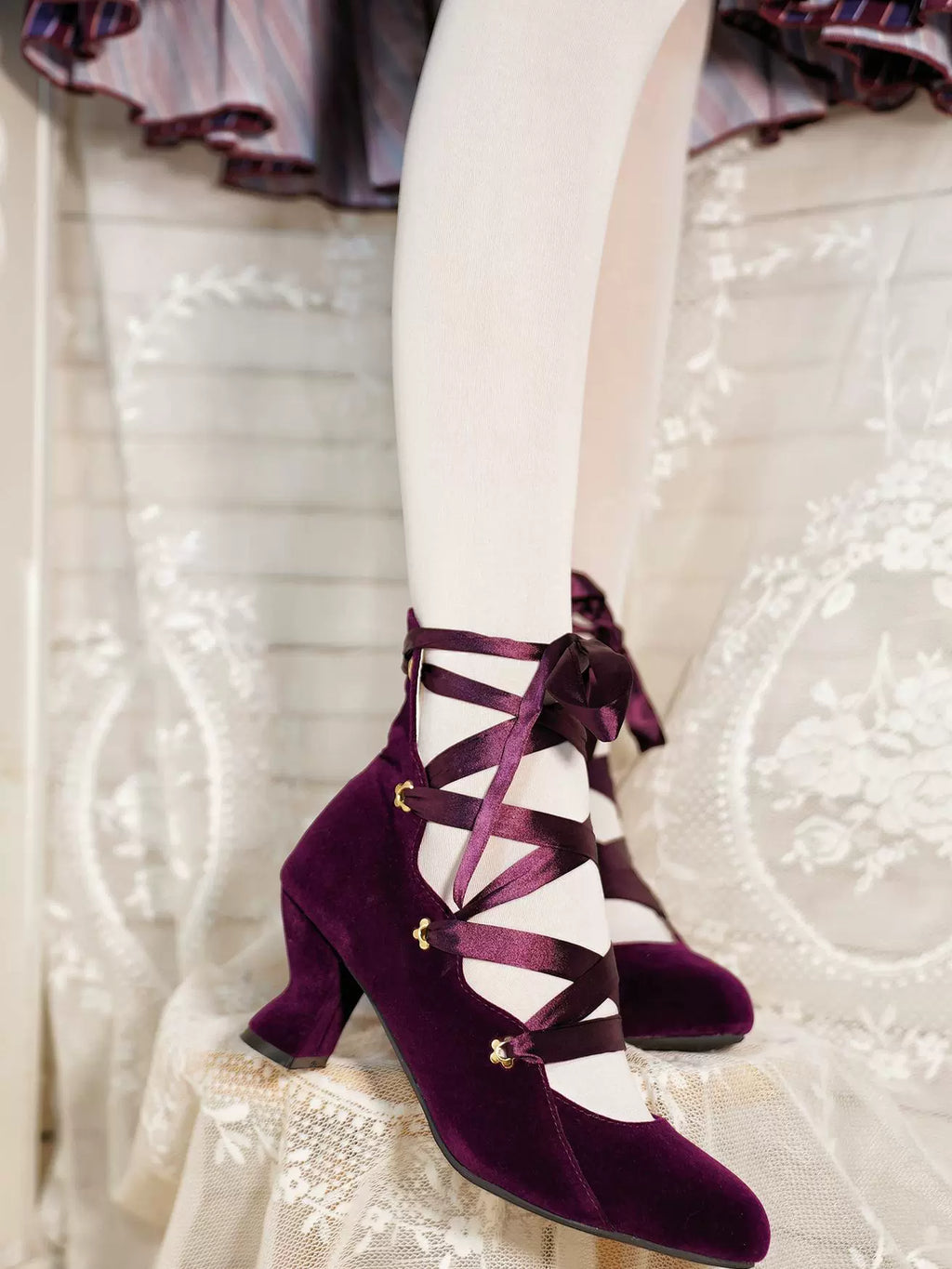 Forbidden Dance Velvet Lolita Shoes with Lace-Up Straps - image 3