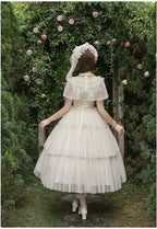 White Mist Promise - Classic Lolita Corset OP Set, Edwardian Collar & Tiered Hem - image 5