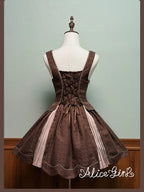 Bear Chocolate Slab - Classic Lolita Pleated JSK & SK Dress, Side Zipper - image 17