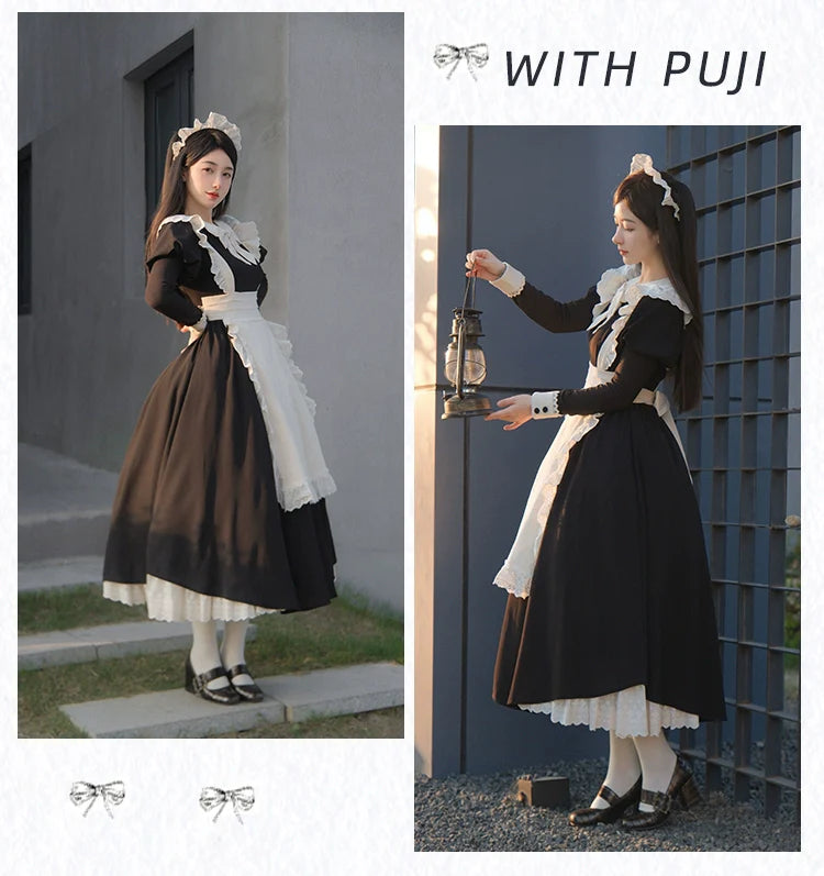 Kiss Kiss - Vintage Maid Lolita OP Dress and Apron - image 8