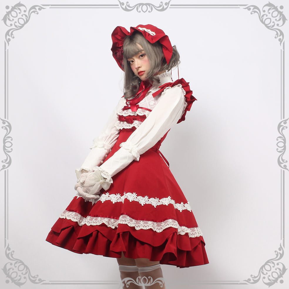 Solid Color Lolita Casual Dress Floral Dress JSK - image 1