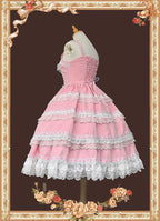 Mirror Doll - Old School Lolita Tiered Hem JSK with Polka Dot Lace and Accessories - image 16