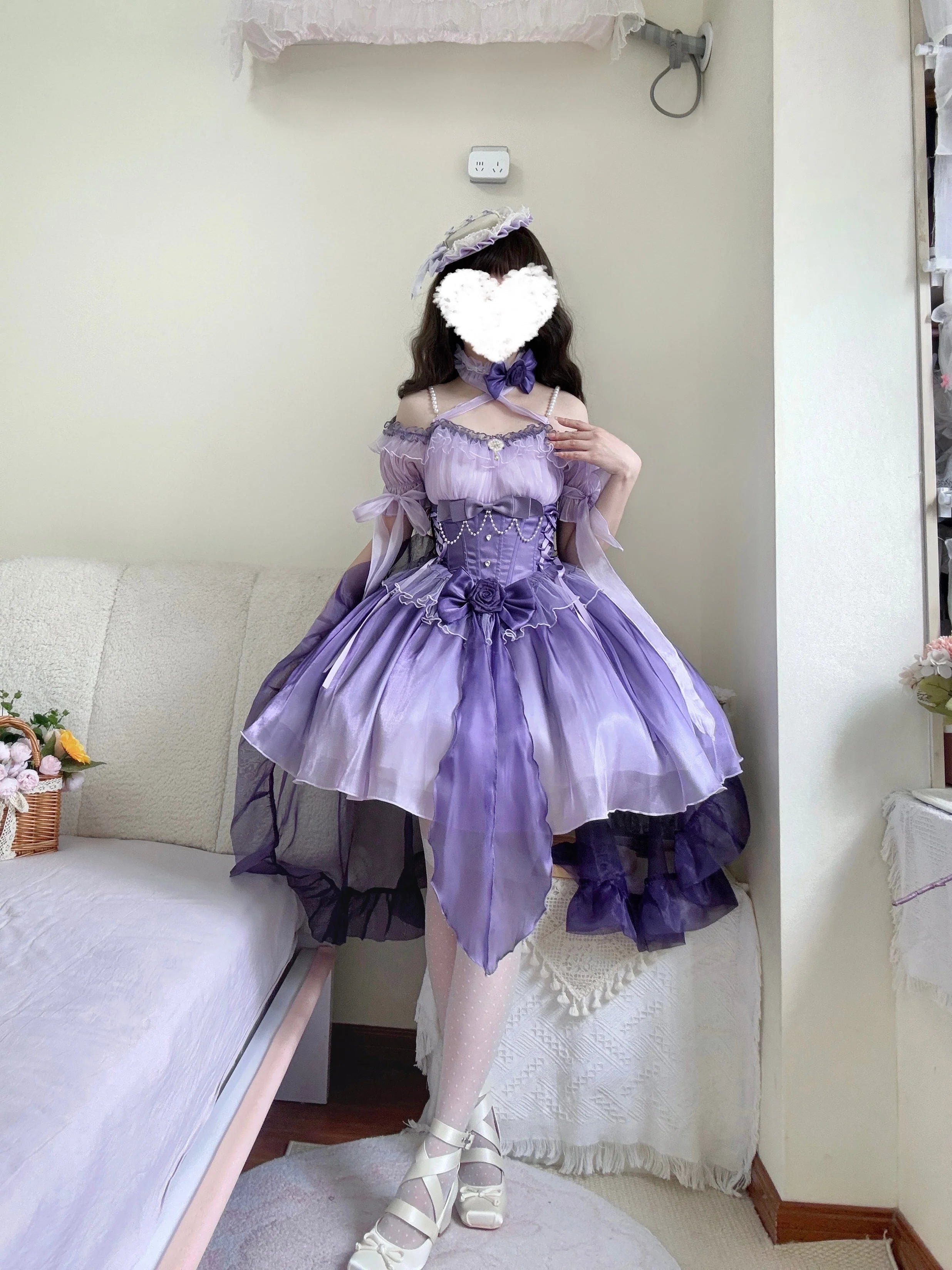 Midsummer Dream - Gradient Color Wedding Lolita JSK Dress Set, Fishbone Waist - image 4