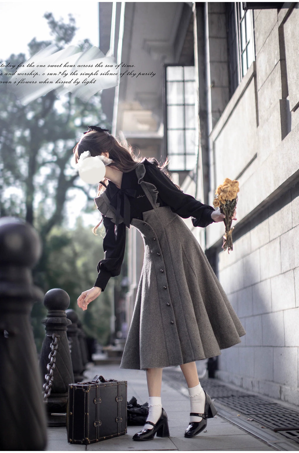 Serena - Elegant Woolen Lolita JSK Dress Set - image 6