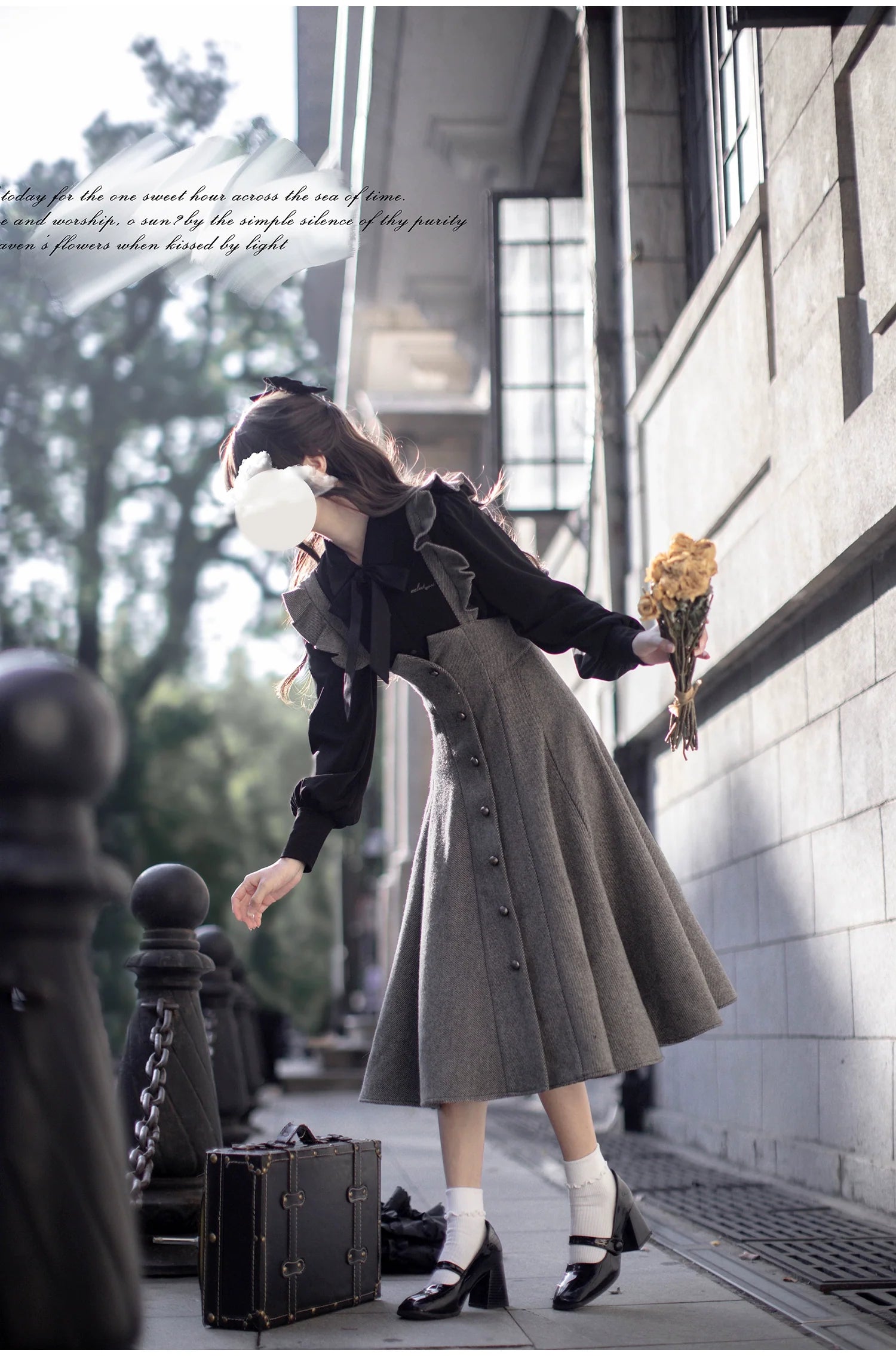 Serena - Elegant Woolen Lolita JSK Dress Set - image 6