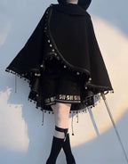 Black Cat - Black Ouji Lolita Cape with Cool Cat Ear Hood - image 10