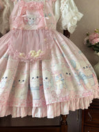 Meow Pompom - Sweet Lolita Salopette Dress Suit, Cat Print - image 21