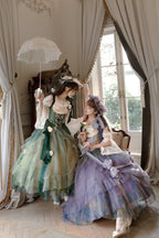Wild Roses of Arles Purple Green Oil Painting Print Cowl Neck Tail JSK Classic Lolita Dress and Accessories - image 8
