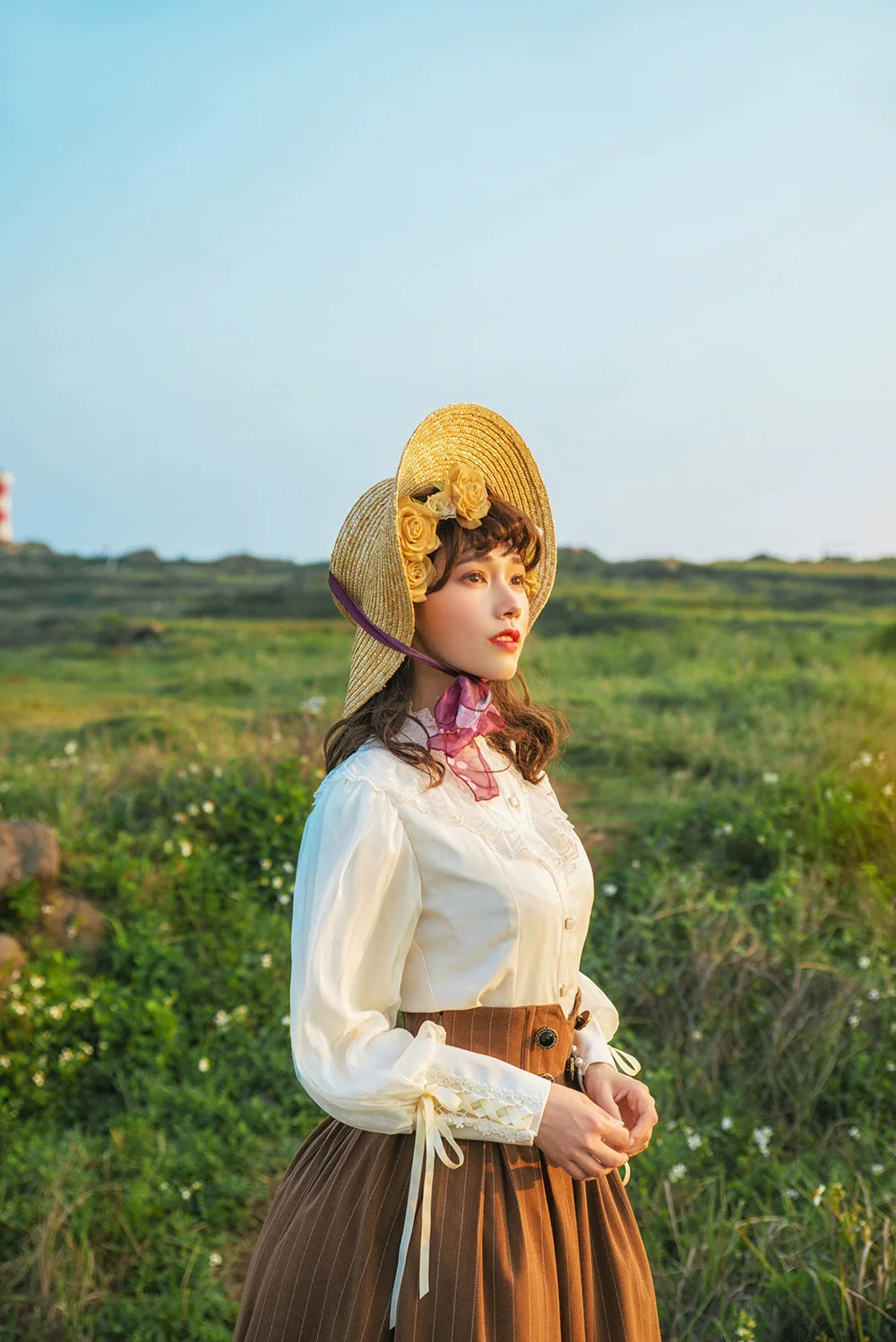 Rose Doll - Elegant Lolita Striped Fishbone Skirt - image 49