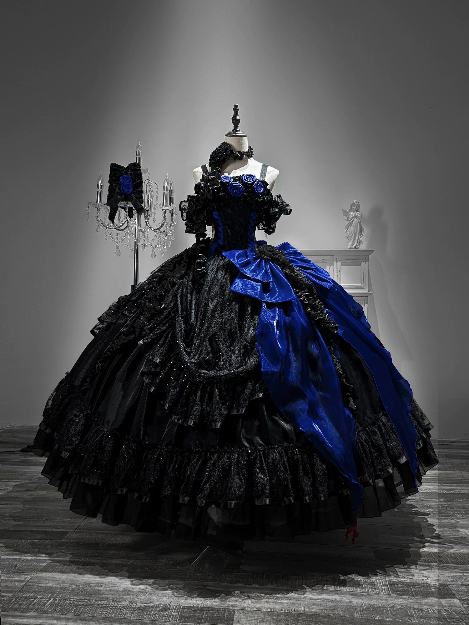Gothic Lolita Wedding Corset JSK Dress, Lift-Up Hem - image 3