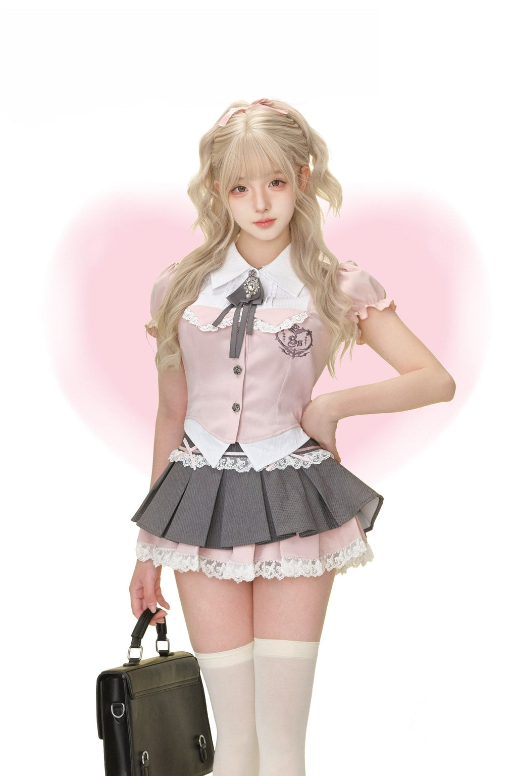 Sweet Cherry Academy Preppy Blouse and Skirt Set - image 1