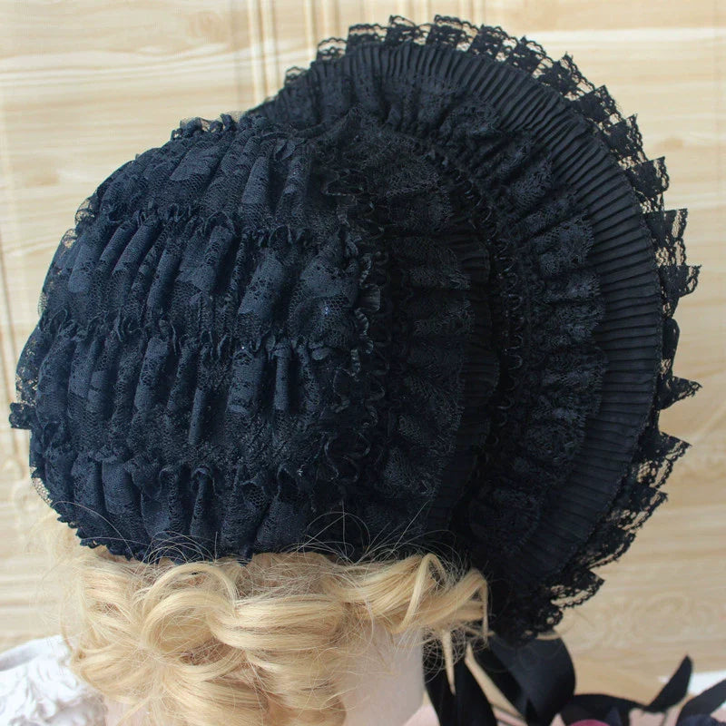 Gothic Lolita Handmade Bonnet with Bows and Beads - image 29