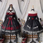 Night of Berea Gothic Lolita OP Dress in Black and Red - image 21