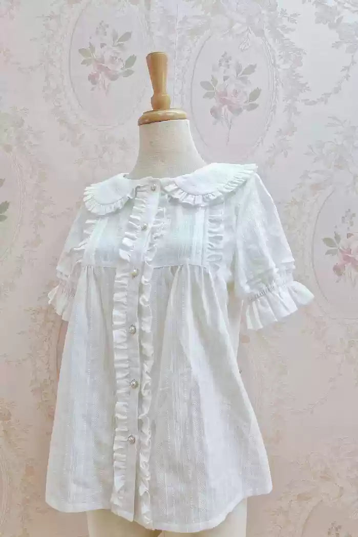 Cotton Sweet Lolita Blouse, Peter Pan Collar - image 1