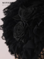 Gothic Black Rose Lolita Hat with Bead Tassels - image 9