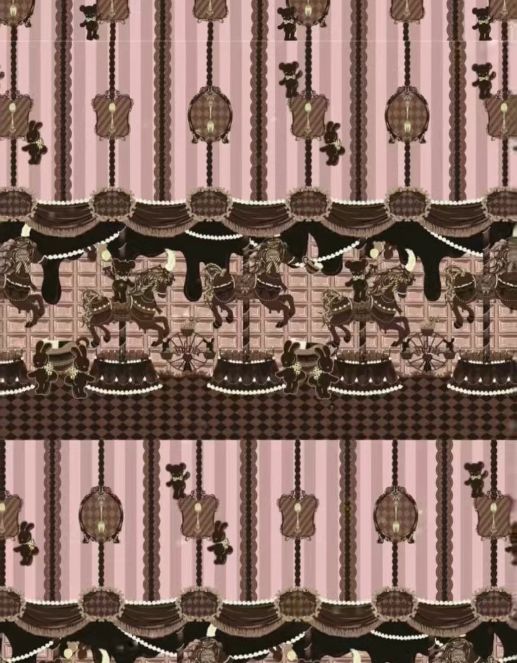 Chocolate Carousel - Peter Pan Collar Old School Lolita JSK Dress, Carousel Print and Accessories - image 26