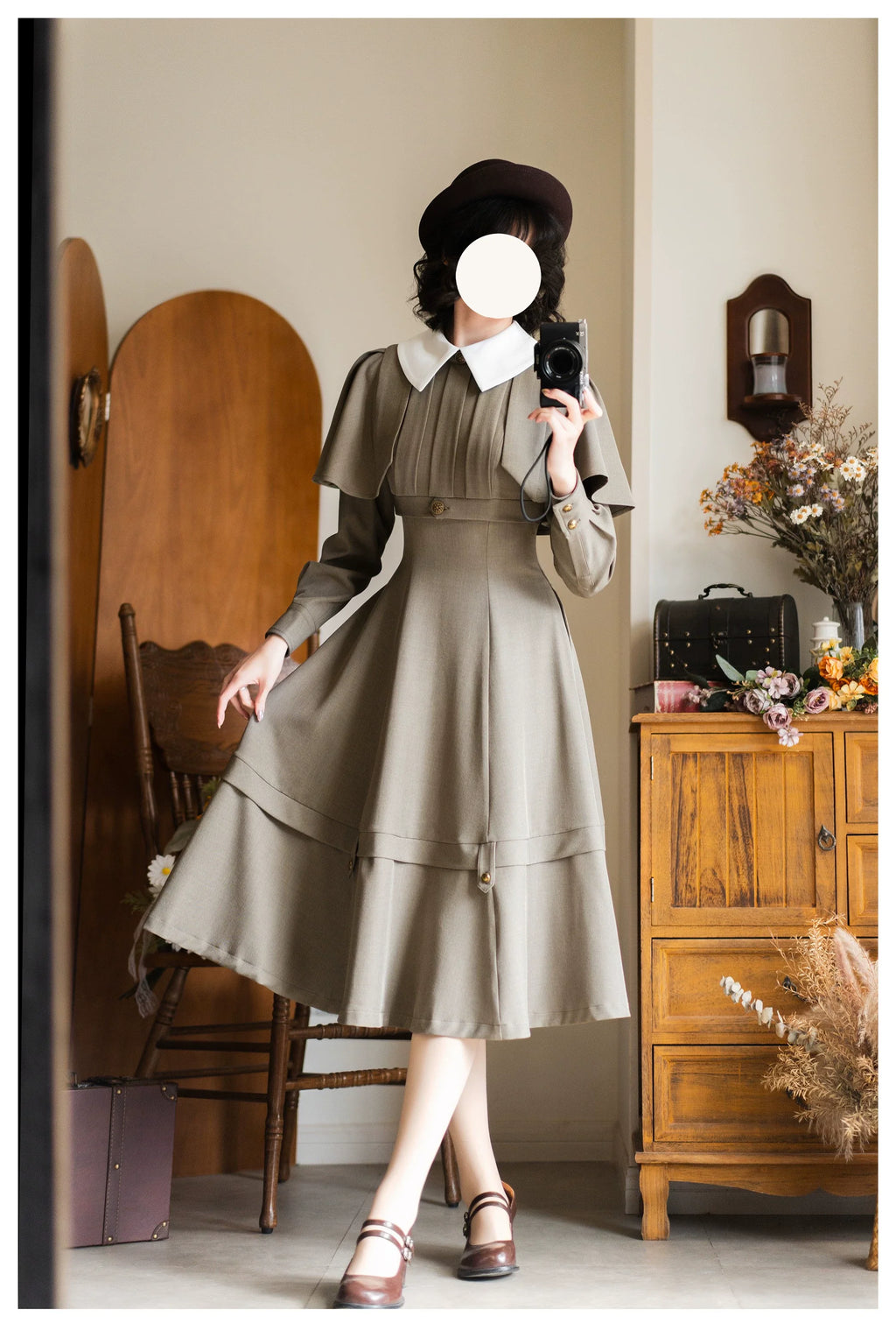 Forest Antique Box - Classic Lolita OP Dress with Detachable Short Cape - image 14