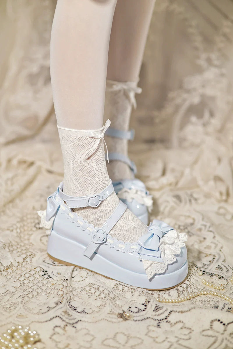 Milky Puff - Sweet Lolita Heels Shoes, Round Toe With Petite Wedge - image 14