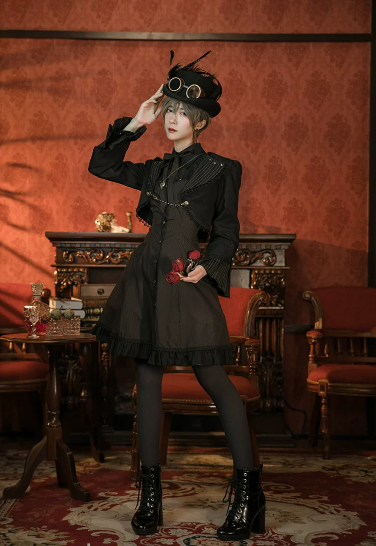 Gothic Lolita Black Cropped Cardigan Jacket - image 27