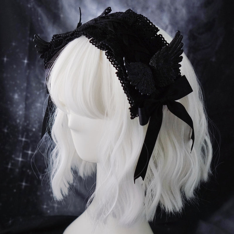 Black Wings Halloween Goth Lolita Hairband - image 12