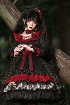 Night of Berea Gothic Lolita OP Dress in Black and Red - image 4