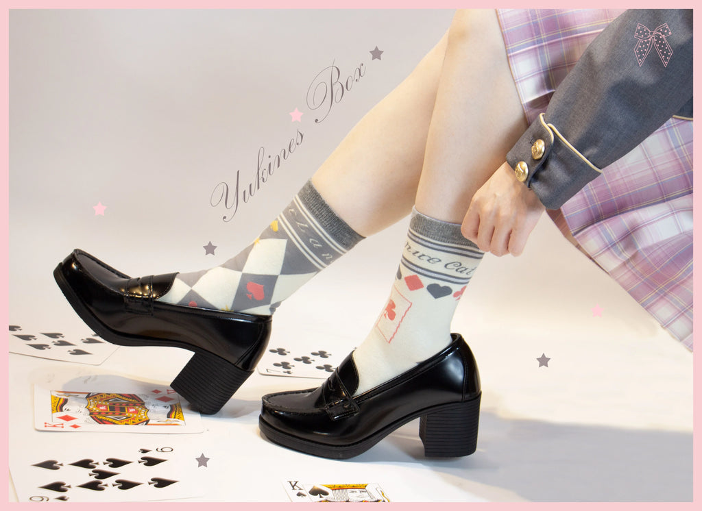 Daily Lolita Cotton Asymmetric Print Socks - image 24