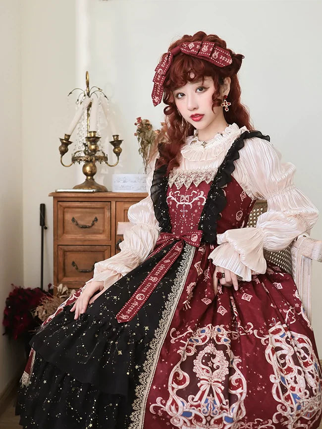 Star Drop Ceremony - Elegant Lolita JSK Printing Open Front Dress and Blouse Set - image 8