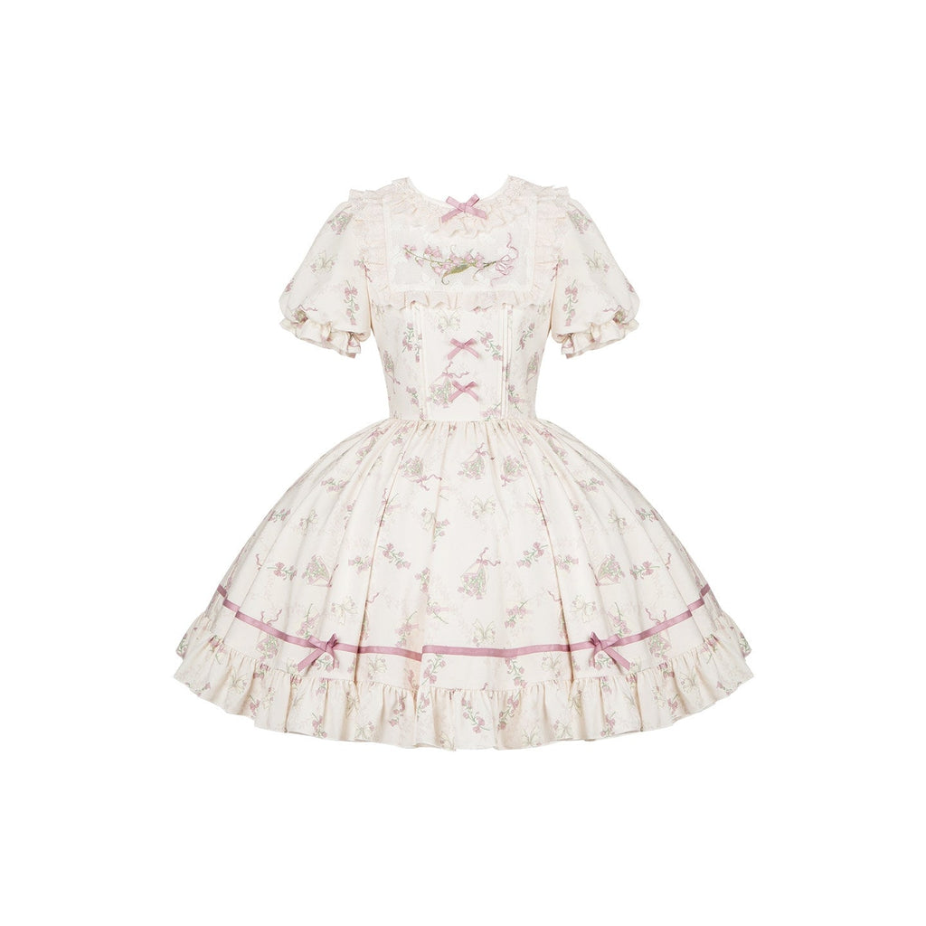 Fragrant Old Dream - Pink Bellflower Lolita OP and JSK Dress - image 24