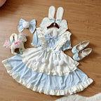 Sweet Bunny Pom-pom - Maid Lolita Bunny Ear Collar OP Dress, Detachable Apron and Accessories - image 15