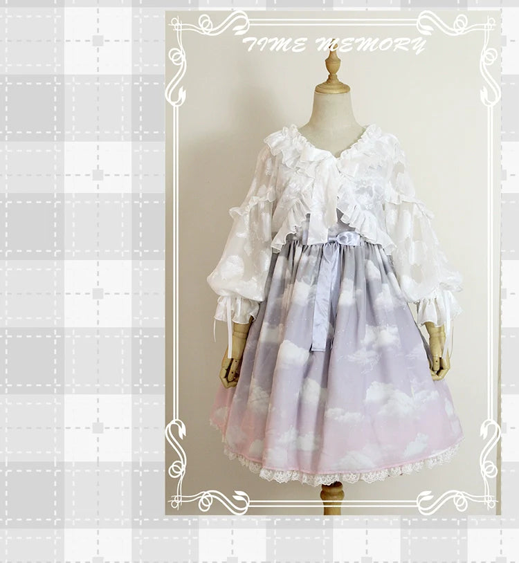 Xianbei - Sweet Lolita Chiffon Lantern Sleeve Cardigan with Bow - image 7
