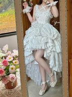Cotton Gothic Lolita Long JSK, Drawn-up Hem - image 71