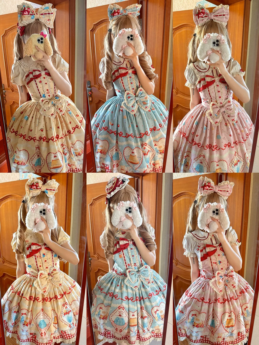 Showa Dessert Showcase - Kawaii Lolita JSK/Salopette Dress Suit, Pudding-Inspired - image 28