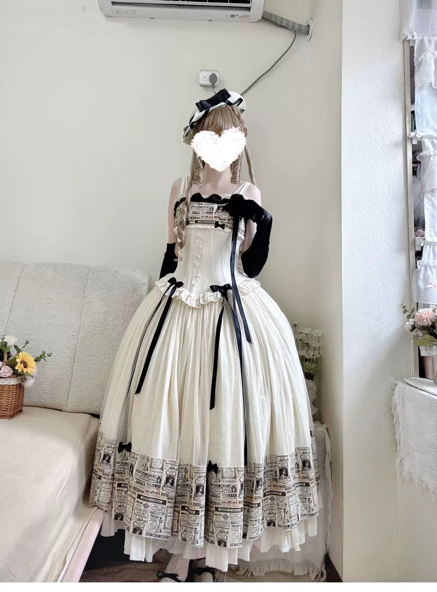 Letter from London White Newspaper Print Classic Lolita JSK Dress - image 16
