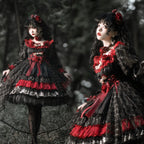 Night of Berea Gothic Lolita OP Dress in Black and Red - image 2