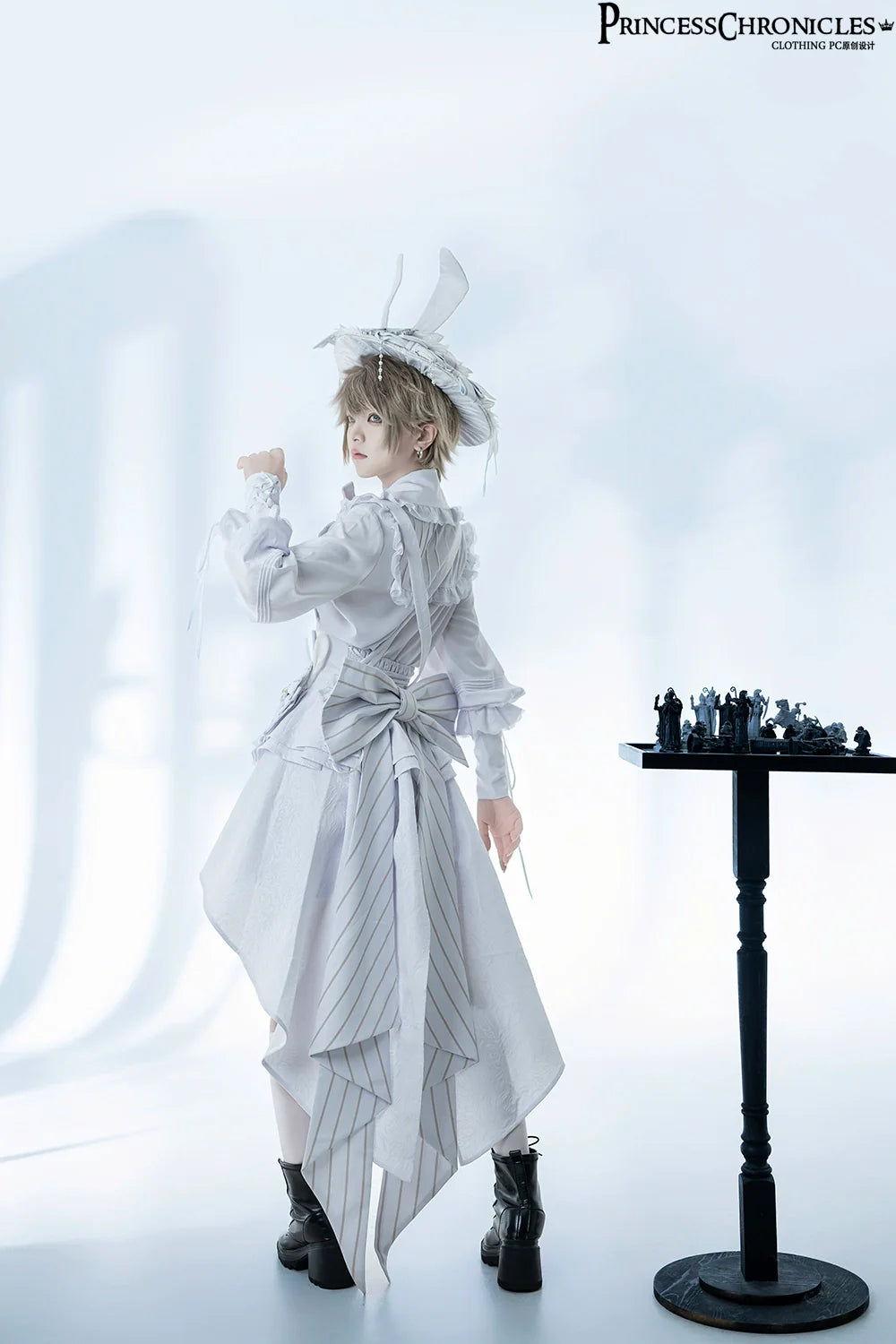 Rabbit Theater White Moonlight - Ouji Lolita Shorts Set, Rabbit Hat - image 11