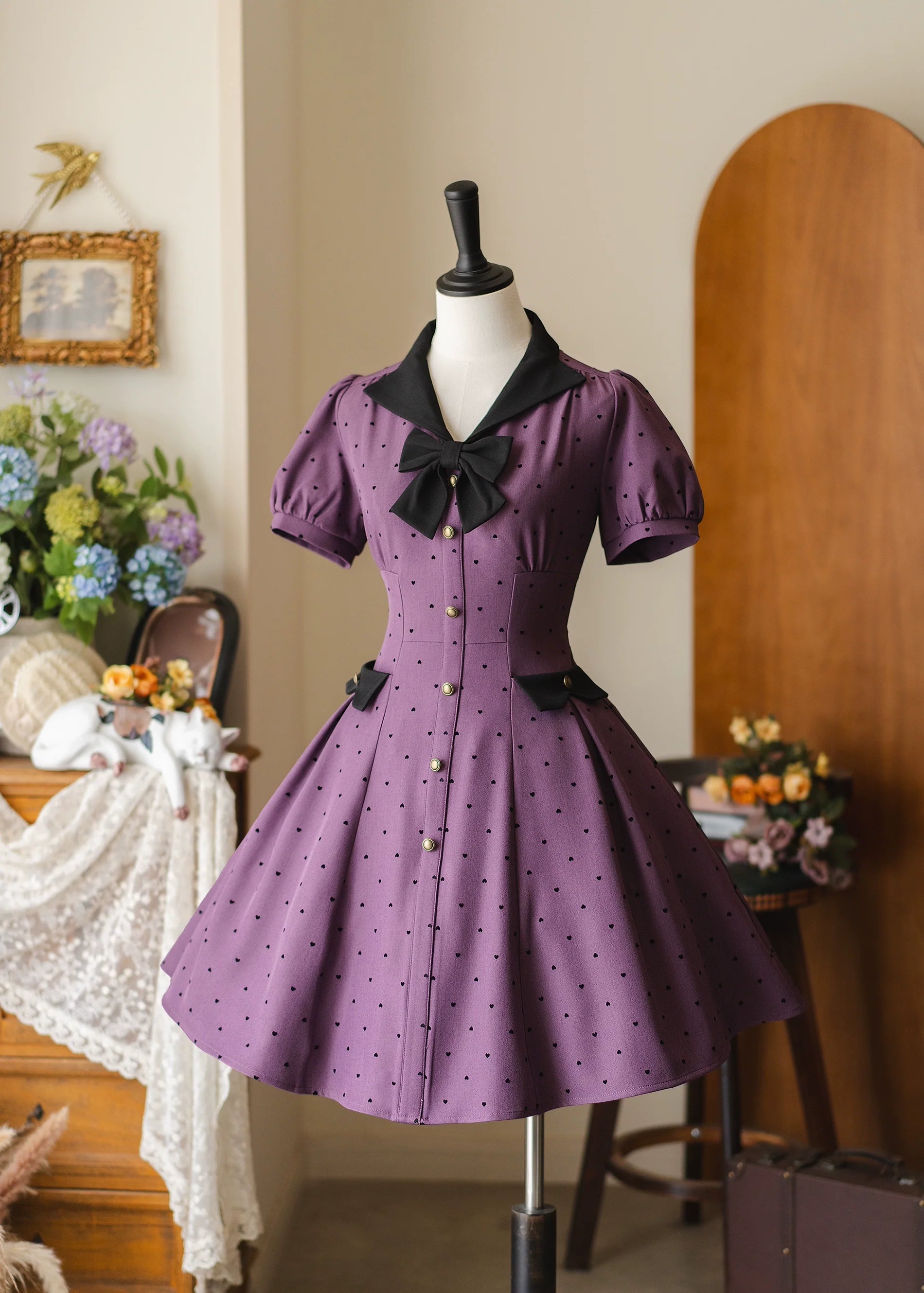 Forest Polka-Dot - Classic Lolita OP Dress With Polka Dots & Pockets - image 1