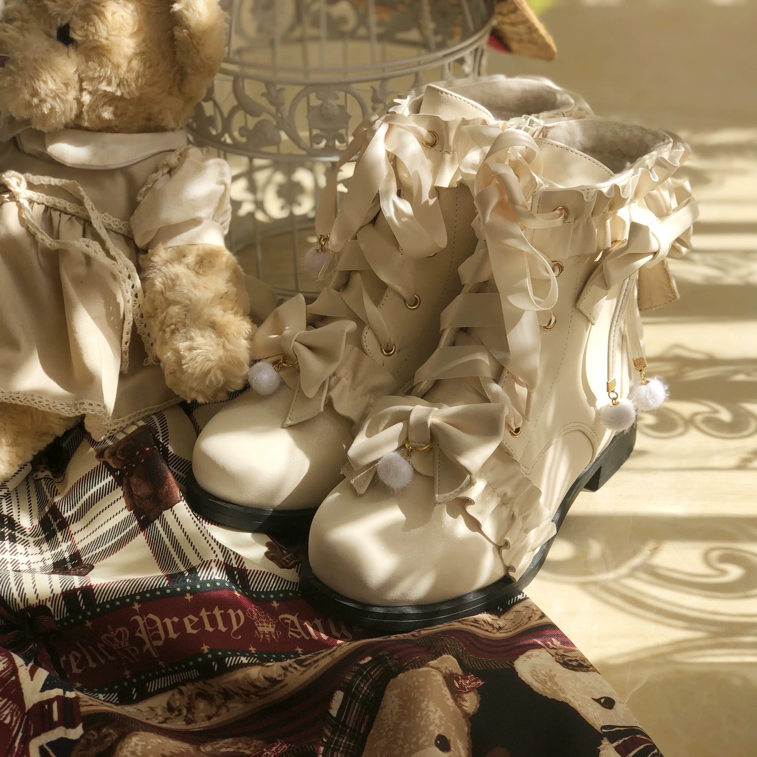 Enthusiastic Ideation - Elegant Lolita Shoes Fleeced Short Martin Boots - image 11